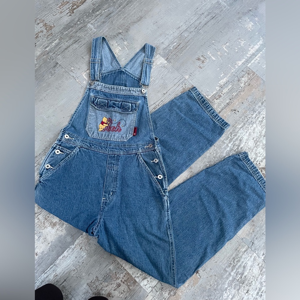 Vintage Winnie the Pooh Pooh Adult Adjustable Denim Overalls Collectible